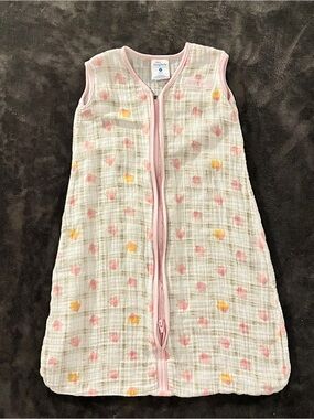 Halo Pink and Yellow Eleplants Muslin Cotton Sleep Sack, M/6-12mo